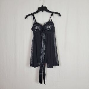 Victorias Secret Padded Push Up Babydoll Rhinestone Bling Sexy Little Things 36B